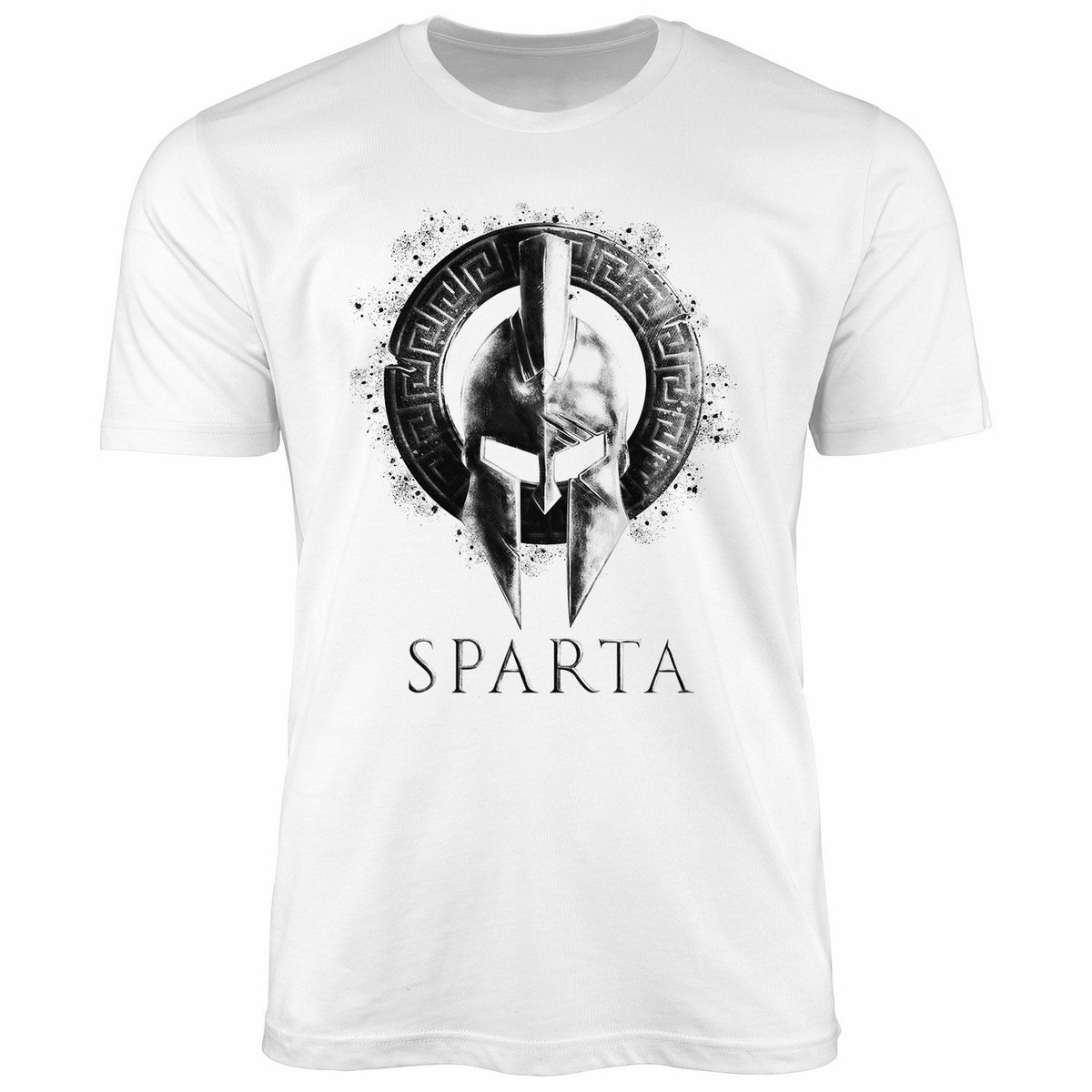 Neverless® Herren T-Shirt Aufdruck Sparta Helm Krieger Warrior