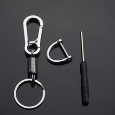 Men  Women Silver Keychain Carabiner Clip On Bag Belt Ring Car Key Fob Holder