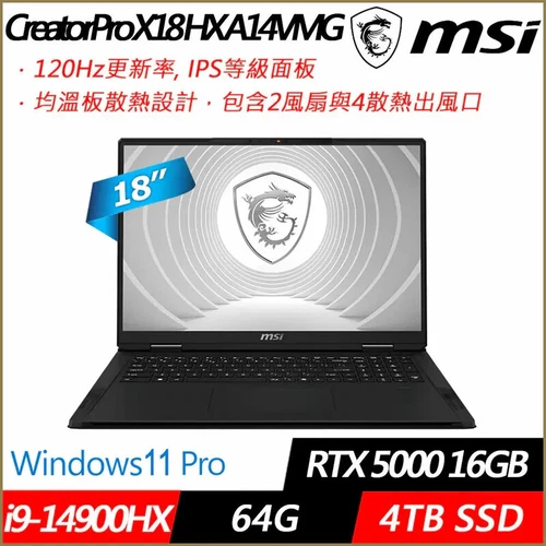 MSI CreatorPro X18 HX A14V RTX5000-16G 4K Laptop i9-14900HX 64GB/4TB