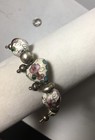 Art Deco Era Vintage Sterling Silver Heavy Cloisonne Bead Adjustable Bracelet — photo 4