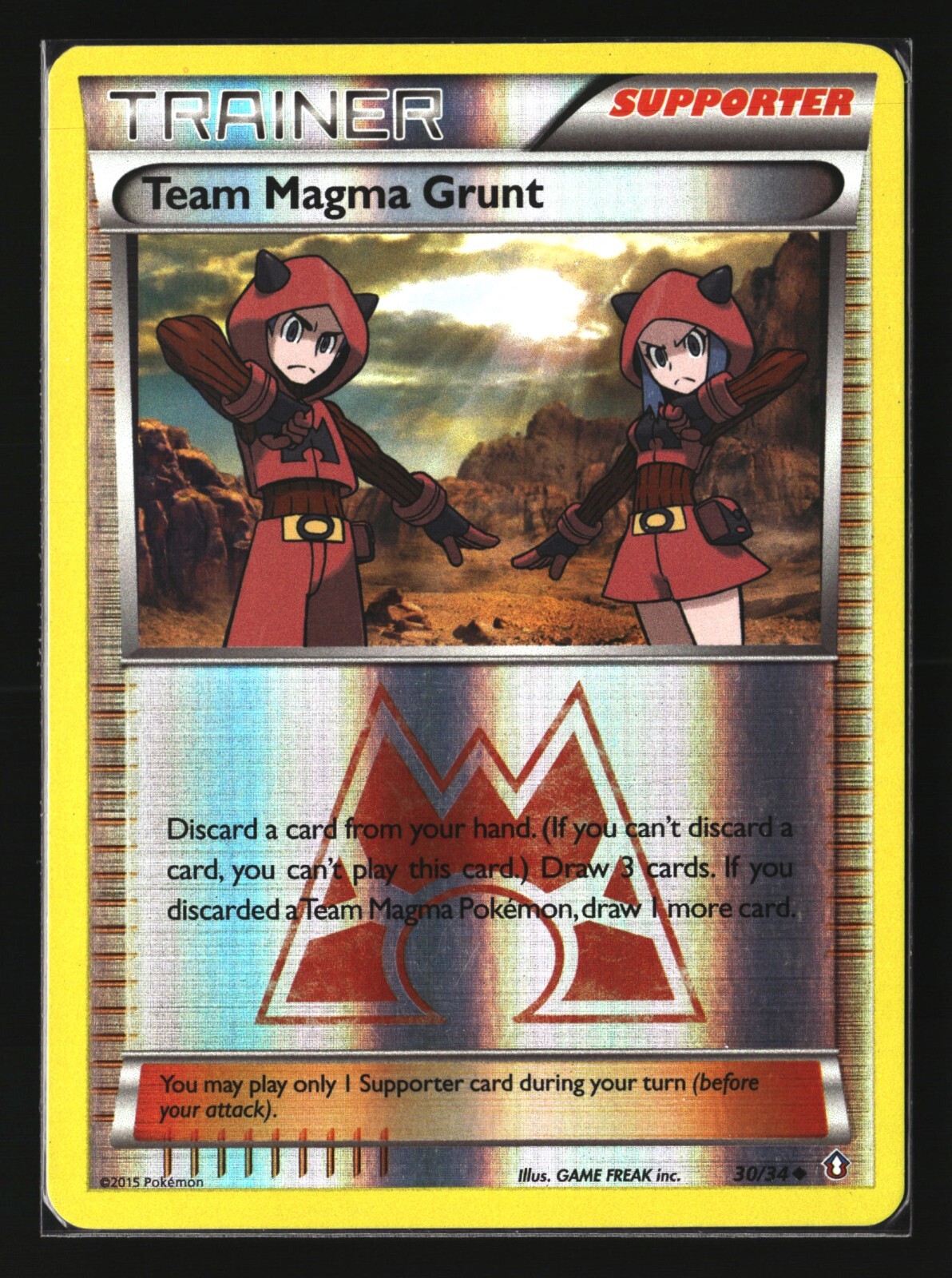 Pokemon TEAM MAGMA GRUNT 30/34 Reverse Holo (2015 Double Crisis) LP/Light Play