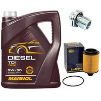 MotoröL Set 5W-30 5 Liter + ÖLfilter + ÖLablassschraube FüR Opel Astra J 2.0