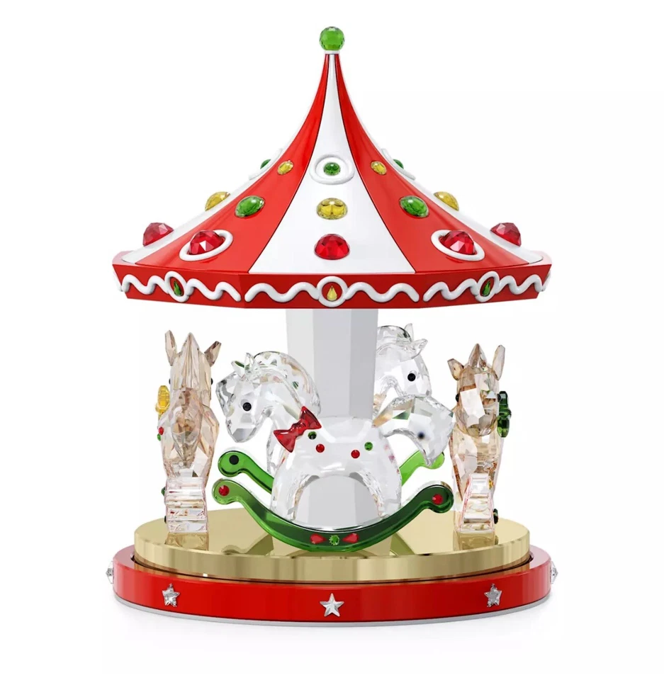 Swarovski Crystal Carousel Christmas with Rocking Horse and Crystal Accents - Image 3 of 4