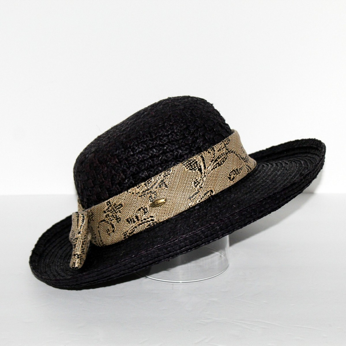 Callanan Womens O/S Wide Brim Black Hat With Animal Print 