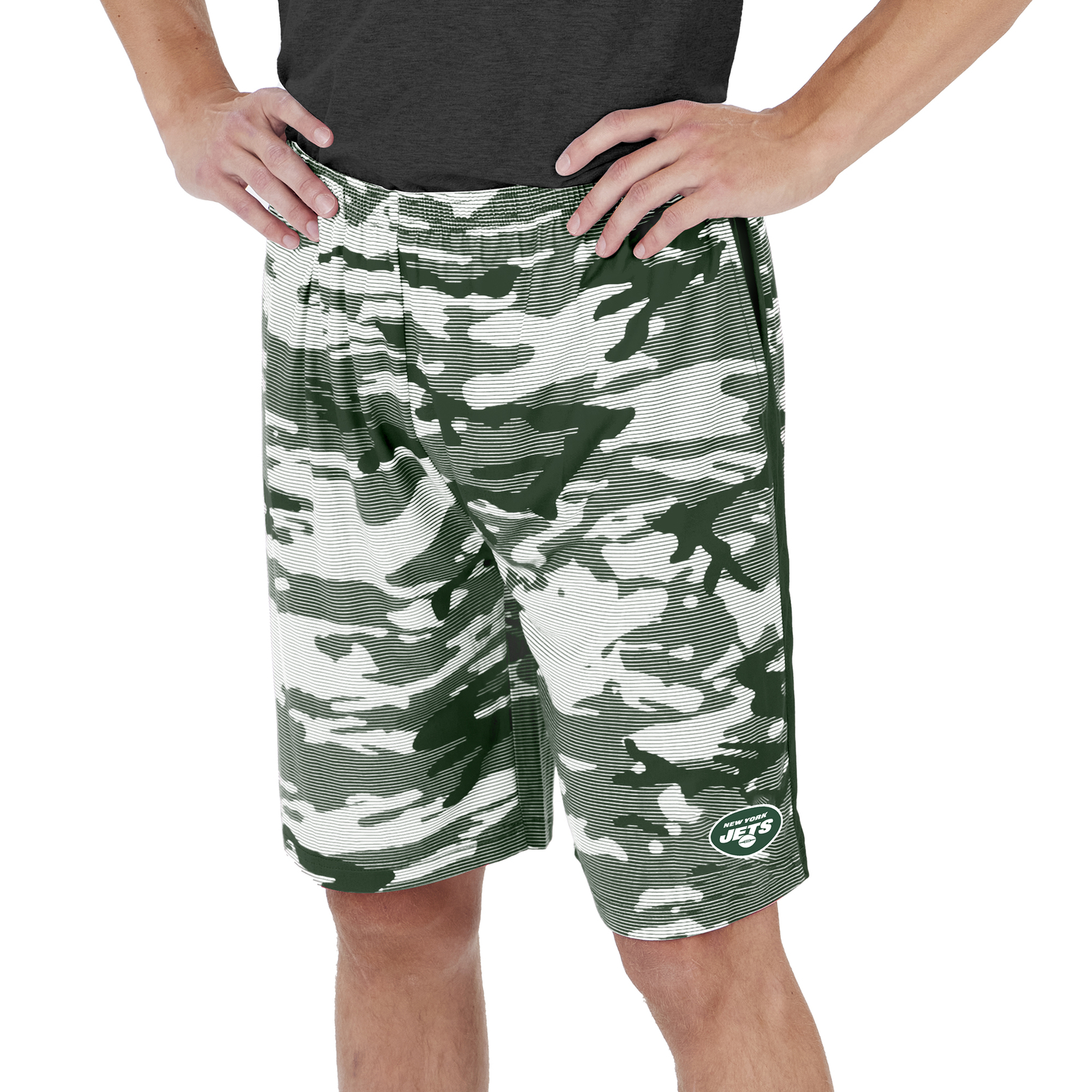 Легкие камуфляжные шорты Zubaz Mens NFL New York Jets Lines с логотипом