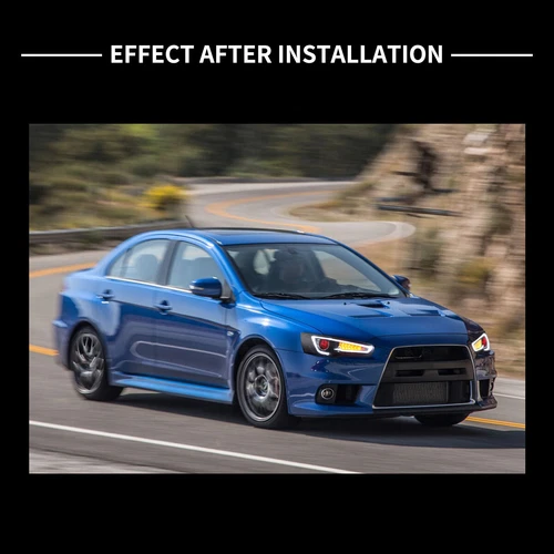 Blackout Vland LED Headlights For 2008-2017 Mitsubishi Lancer EVO X W/Demon Eyes - Bild 9 von 12