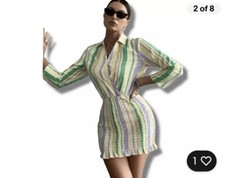 Zara Women’s Size S The Valery Smocked Mini Dress Multicolor Pastel Striped