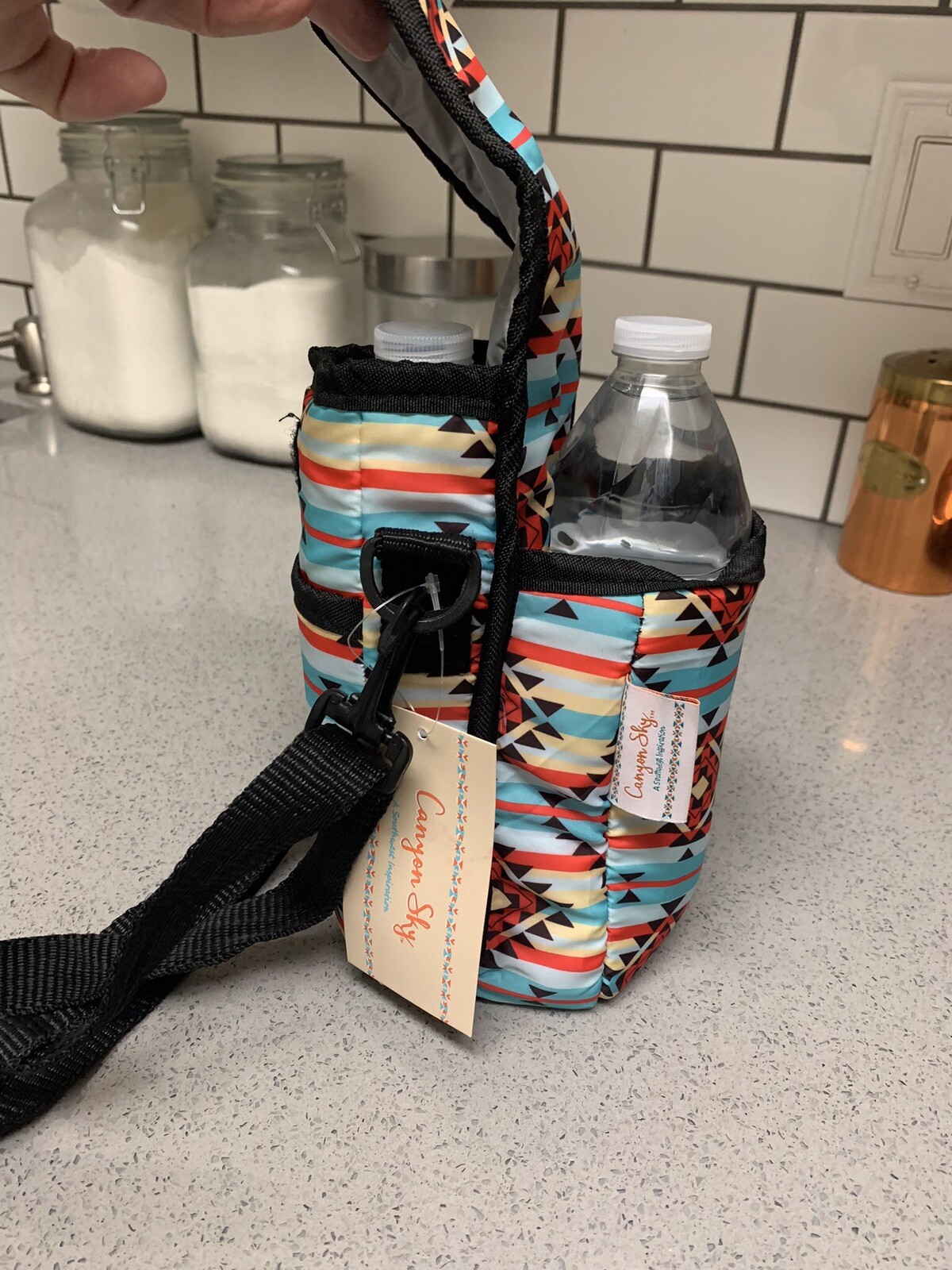 Outdoor Hiking Insulated Water Bottle Carrier Bag Southwestern Canyon Sky