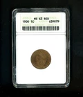 1900 US Indian Head Cent 1c .01 ANACS MS63 RED Choice with Nice strike