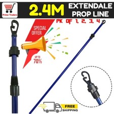 2.4M EXTENDABLE PROP LINE HEAVY DUTY CLOTHES WASHING DRYING SUPPORT POLE OUTDOOR