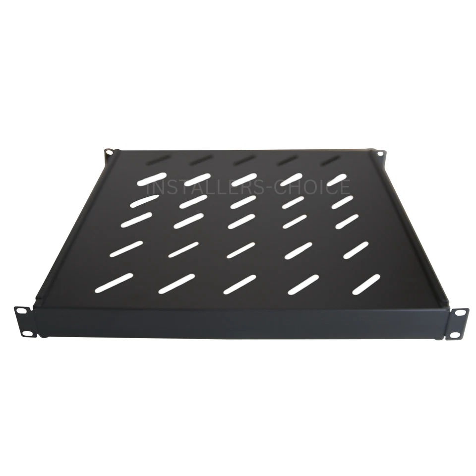 Fixed Rack Vented Server Shelf 1U 19" 4-Post Adjustable Depth 17" to 33", Black - Image 3 of 4