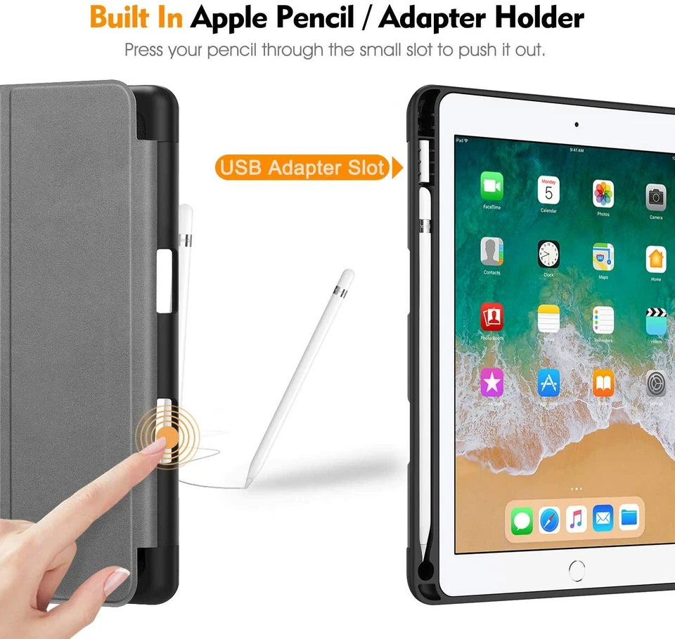 For iPad 6th Gen 9.7 inch 2018 Tablet Case TPU Cover with Apple Pencil Holder - Image 4 of 4