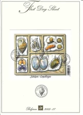 [FDS168] Belgium FDS 2005-17 Shells First Day Sheet SUPERB