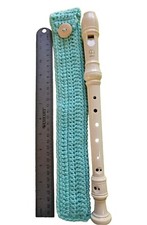 Handmade Crocheted Soprano Recorder Sleeve Case 13.75" Long  Mint Green   
