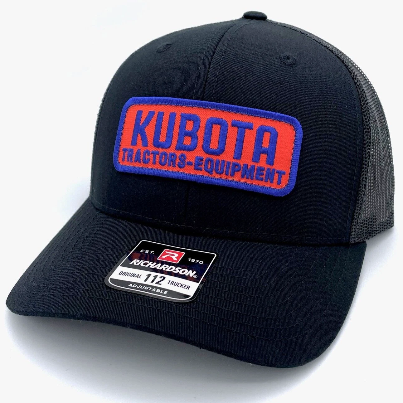 Kubota Vintage Patch Hat - Richardson 112 Black Trucker Cap - Tractors Equipment