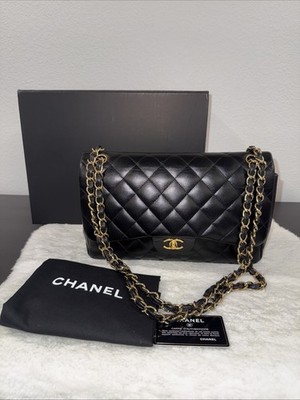 Chanel Medium Lambskin Double Flap Handbag Excellent Full Set