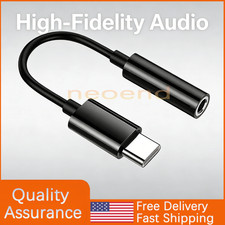 Black USB-C Type C Adapter Port to 3.5MM Aux Audio Jack Earphone Headphone Cable