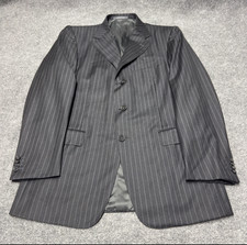Ermenegildo Zegna Striped 100 Wool Blazer Black Men US 40R EU 50R