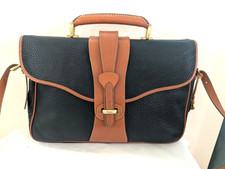 VTG Dooney  Bourke All Weather Leather Pebbled Black Messenger Briefcase Bag