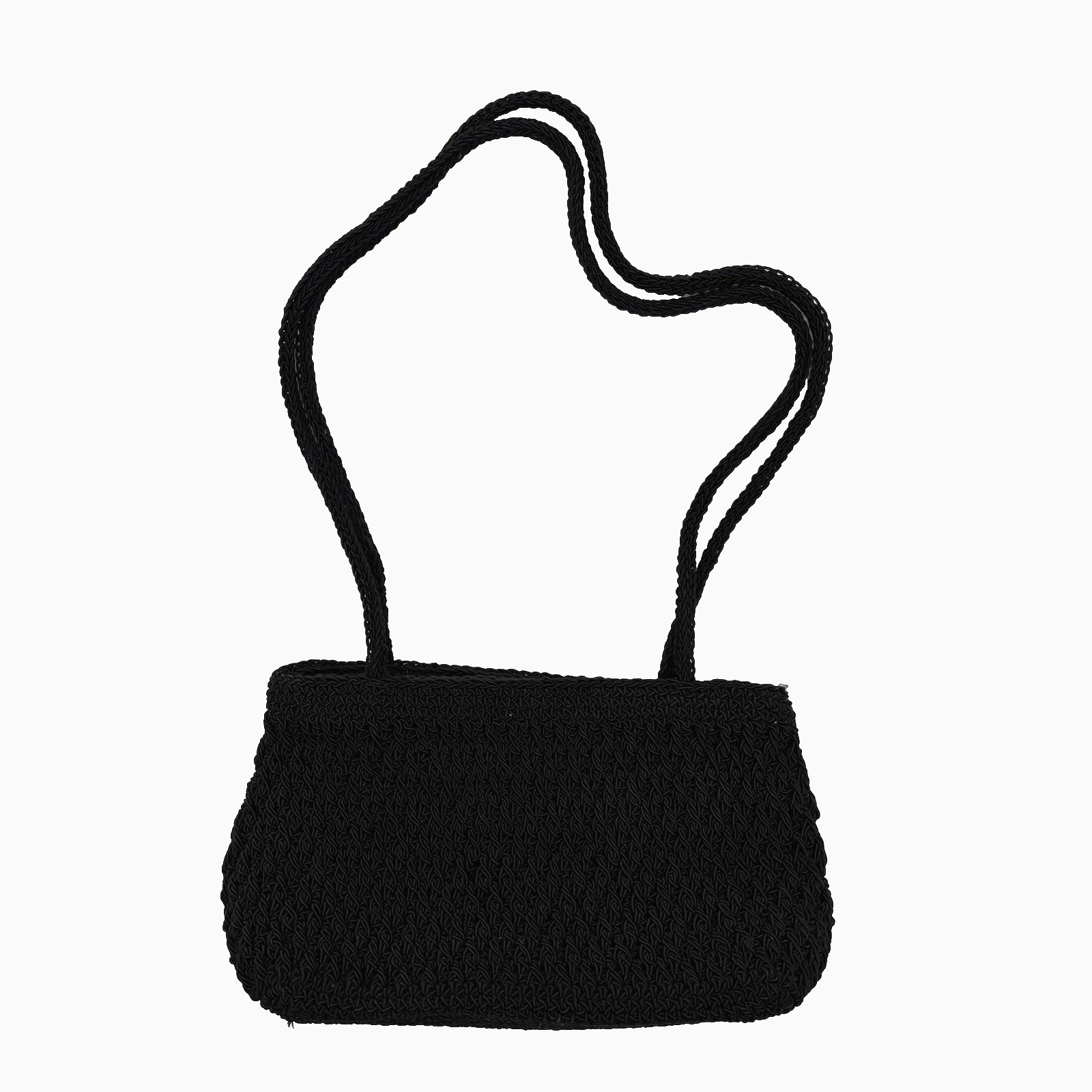 Vintage 90s Y2K Liz Claiborne Black Woven Crochet Mini Shoulder Bag Purse 9x5