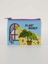 BlueQ Plant Money Coin Purse Recycled Material Wallet Pouch 3" x 4" Blue Q