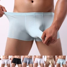 Breathable Men Ice Silk Underwear Elephant Nose U Convex Boxer Trunks Shorts