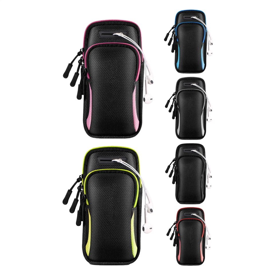 Funda de nailon impermeable con banda para brazo para correr bolsa con soporte para teléfono móvil gimnasio Foto 2 de 4
