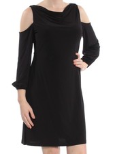 AMERICAN LIVING Womens Black Long Sleeve Above The Knee Cocktail Shift Dress 10