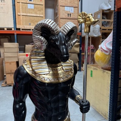 Egyptian Khnum God Black and Gold Life Size Statue Theme