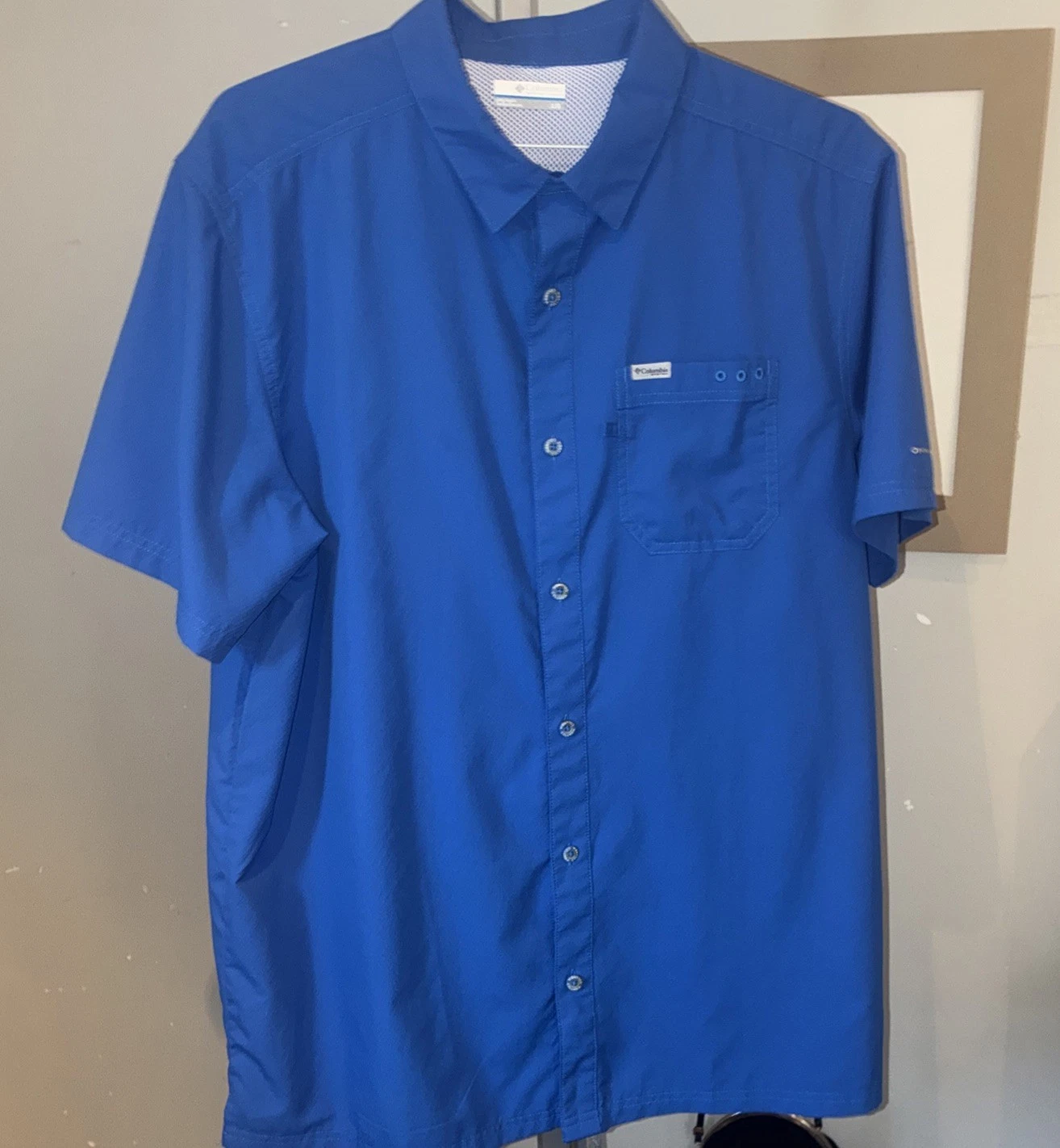Columbia Omni-Shade PFG Performance Fishing Gear Button Down Short Sleeve Large