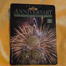 John Deere Double Anniversary Limited Edition Diecast Tractor & Souvenir Coin
