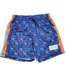 Burlebo Men's S Ocean Shark Gym Shorts Mesh Graphic Print Athletic 6" Stretch