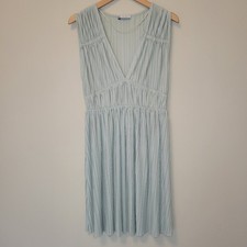 ZARA Women Light Green Pleated Dress | Size M