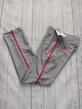 NWT Adias Youth Icon Pro Piped Open Hemmed Baseball Pants Gray/Red GQ9149 S, M