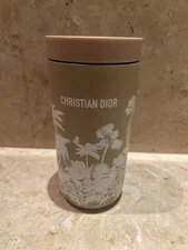 Christian Dior Travel Mug  Beige Toile de Jouy Palms Stainless Steel