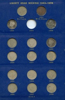 1883 1912 S ( No 1885) Liberty Head "V" Nickel Set in Whitman Album | AG G