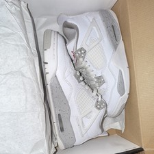 Jordan 4 Retro Oreo White Gray Lace Up Mid Top Basketball Sneaker