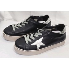 Golden Goose Hi Star Classic Shoes Womens Size 38 Black Silver Colorway Leather