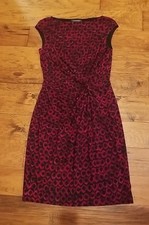 Lauren Ralph Lauren Sleeveless Stretch Black Red Geometric Ruched Knot Sz 10