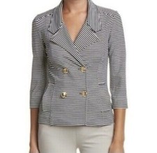 CAbi "Life Jacket" Nautical Navy and White Striped Double-Breasted Blazer Sz S