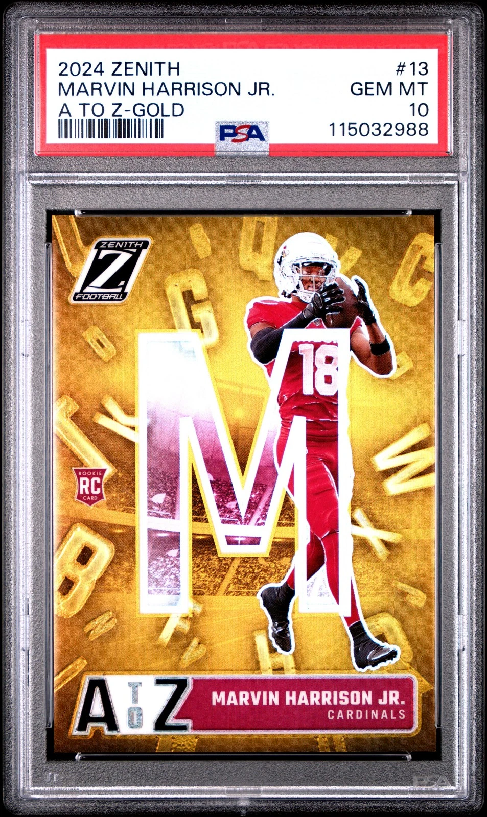 Marvin Harrison Jr. Panini Zenith A to Z #13 Gold