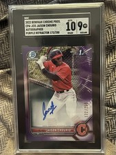2022 Jaison Chourio Bowman Chrome 1st Purple Auto /250 Cleveland Guardians SGC 9