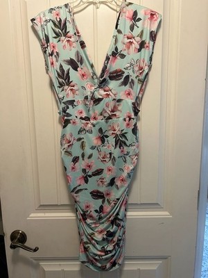 CBR Floral Print Ruched Midi Dress Size M