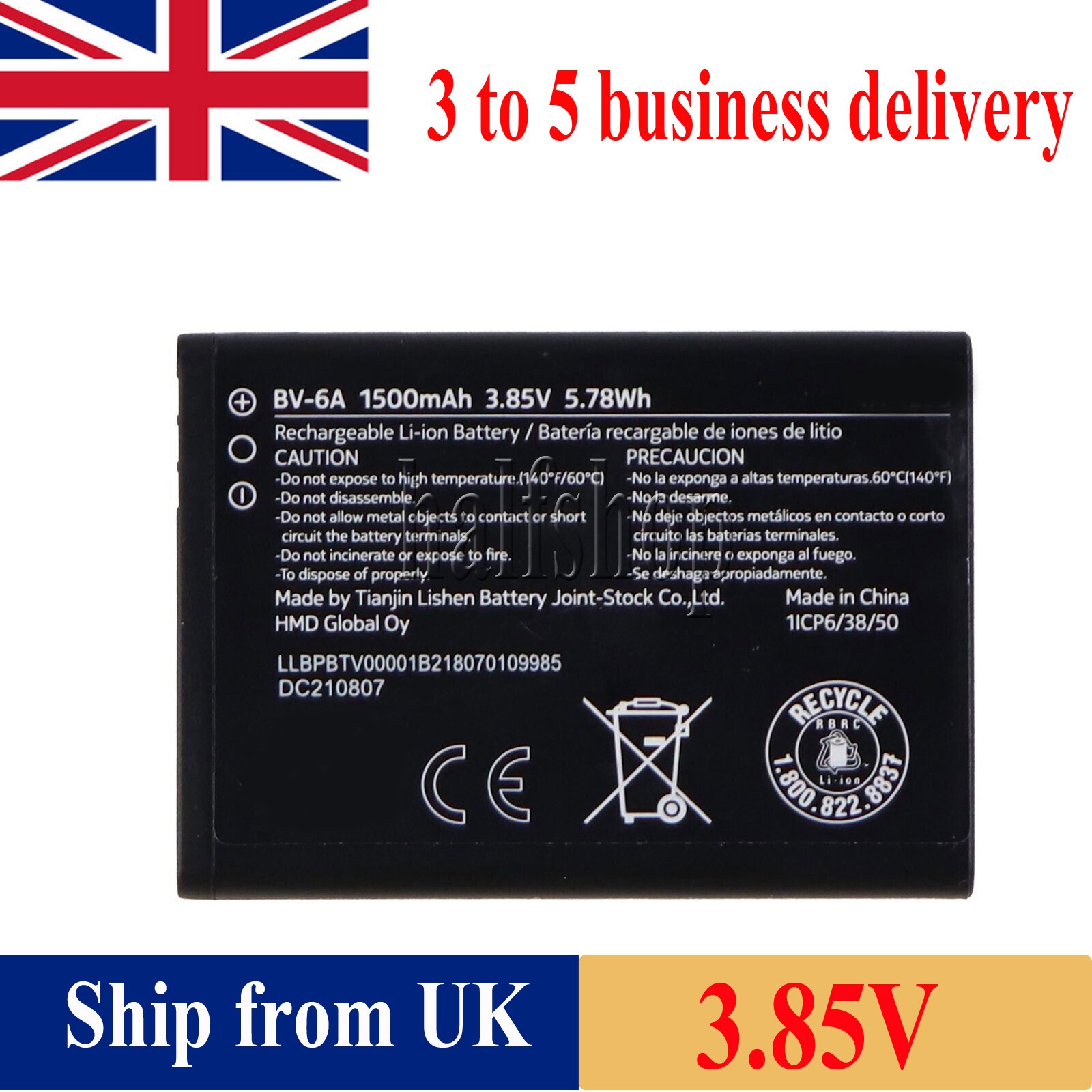 Replacement Li-ion Battery BV-6A for Nokia TA-1048 TA-1059 8110 4G 1500mAh