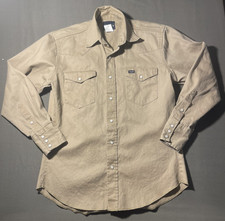 Vintage Wrangler Pearl Snap Shirt Mens Medium Tan Beige Western Cowboy MS703KH