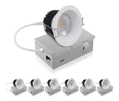 Adetu 3'' LED Recessed Lights 6-Pack 5CCT Anti-Glare 12W COB Dimmable J-Box White