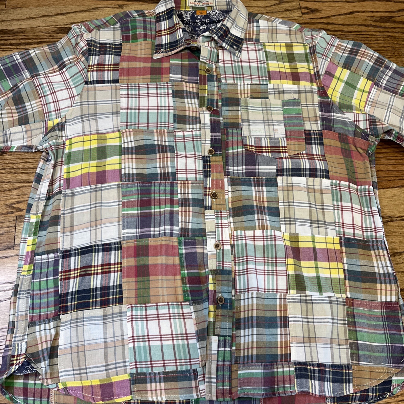 Patchwork Indian Madras Button Up L Tailor Vintag… - image 14