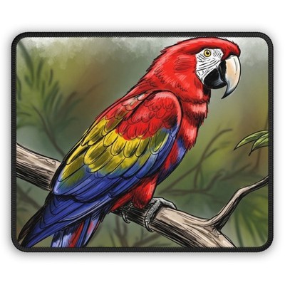 Cute Red Parrot Sketch Gaming Mouse Pad