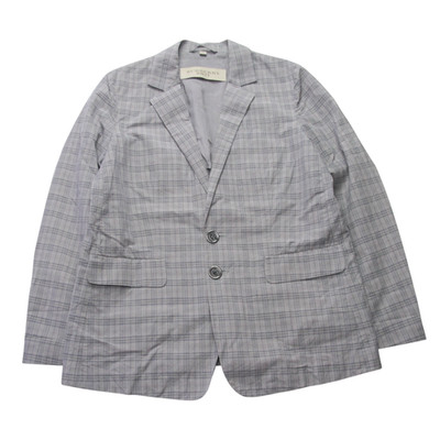 Burberry Brit Casual Blazer Damen UK 12 Grau Kariert Baumwolle Leinen 2 Knopf Sakko