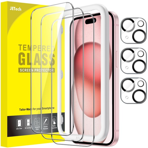 Iphone 15 Schutzfolie 6,1 Zoll 9H Glas 3+3 StüCk Kameraobjektivschutz HD Klar-image
